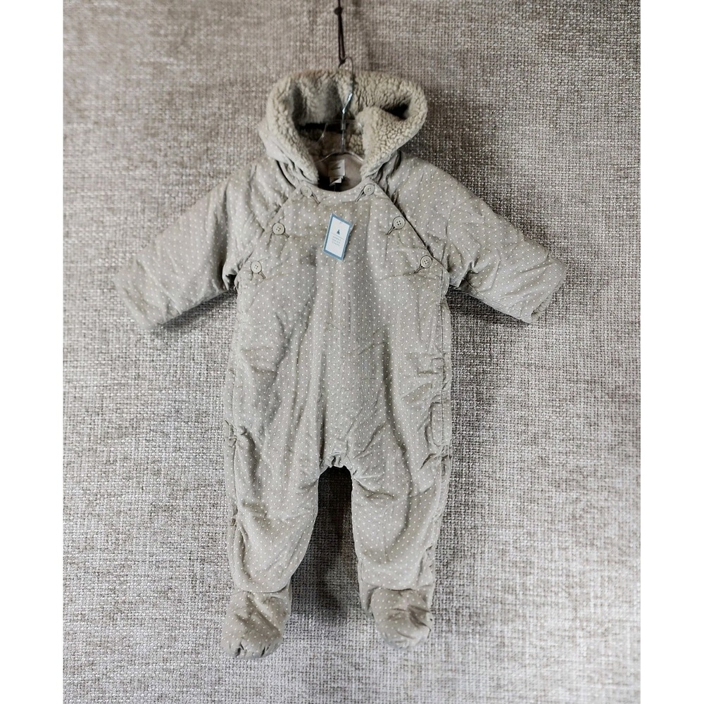 Baby Gap‎ Corduroy Snow/Snuggle Suit 6-12M Gray White Stars Insulated NEW